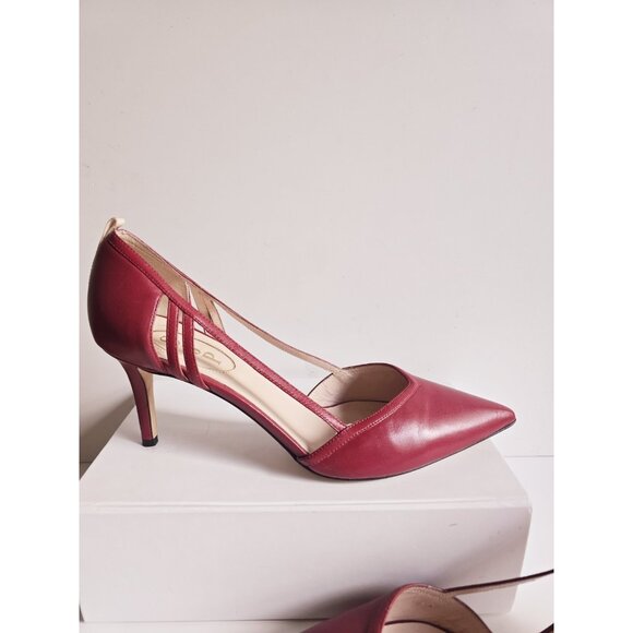 SJP Sarah Jessica Parker Pointed Toe D'Orsay Red Pump Heels Ahoes 9.5 Italy 39.5 - Picture 3 of 12